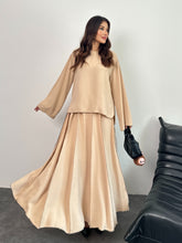 Overlok Detaylı Bluzlu ve Etekli İkili Takım 8045 - Krem Rengi