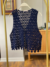 HatunAtila Çiçek Desenli Akrilik Süzine Yelek - Lacivert