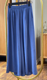 Beli Lastikli Geniş Paça Modal Etekli Pantolon 8809 - İndigo