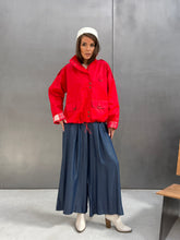 Kadın İçi Ekose Astarlı Cepli Dik Yaka Mont Ceket 0167 - Kırmızı