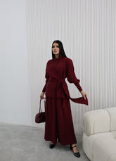 Hatun Atila Yazlık Etek Pantolonlo İkili Takım 2510 Bordo