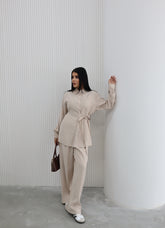 Hatun Atila Yazlık Pantolonlu İkili Takım 8810 Bej