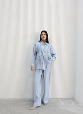 Hatun Atila Yazlık İşlemeli İkili Takım 8811 Mavi