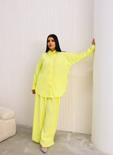 Hatun Atila Modal Kumaş Gömlekli İkili Takım 5203 - Limon Sarısı