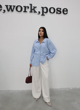 Hatun Atila Uzun Kollu Gömlek 5191 Mavi