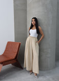 Hatun Atila Filamlı Keten Etekli Pantolon 8826 Bej