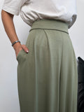 Arka Beli Lastikli Pileli Detaylı Oysho Geniş Paça Palazzo Pantolon 8903 - Su Yeşili