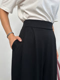 Arka Beli Lastikli Pileli Detaylı Oysho Geniş Paça Palazzo Pantolon 8903 - Siyah