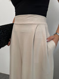 Arka Beli Lastikli Pileli Detaylı Oysho Geniş Paça Palazzo Pantolon 8903 - Bej