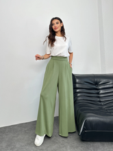 Arka Beli Lastikli Pileli Detaylı Oysho Geniş Paça Palazzo Pantolon 8903 - Haki