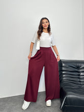 Arka Beli Lastikli Pileli Detaylı Oysho Geniş Paça Palazzo Pantolon 8903 - Bordo