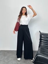 Arka Beli Lastikli Pileli Detaylı Oysho Geniş Paça Palazzo Pantolon 8903 - Siyah