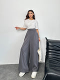Arka Beli Lastikli Pileli Detaylı Oysho Geniş Paça Palazzo Pantolon 8903 - Antrasit