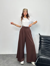 Arka Beli Lastikli Pileli Detaylı Oysho Geniş Paça Palazzo Pantolon 8903 - Kahverengi