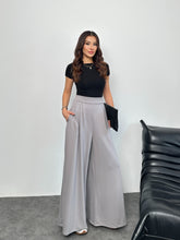 Arka Beli Lastikli Pili Detaylı Oysho Geniş Paça Palazzo Pantolon 8903 - Gri