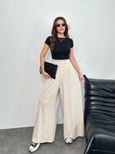 Arka Beli Lastikli Pileli Detaylı Oysho Geniş Paça Palazzo Pantolon 8903 - Bej