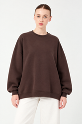 Şardonlu Üç İplik Sweatshirt Kahverengi - 27762