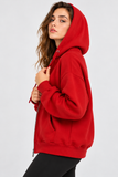 Kadın Fermuarlı Kapüşonlu Cepli Oversize Sweatshirt Hırka 27701 - Kırmızı