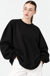 Şardonlu Üç İplik Sweatshirt Siyah -27762