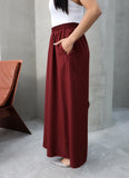 Hatun Atila Filamlı Keten Etekli Pantolon 8826 Bordo