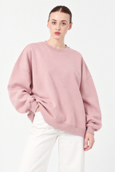 Şardonlu Üç İplik Sweatshirt Pudra- 27762