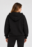 Kadın Fermuarlı Kapüşonlu Cepli Oversize Sweatshirt Hırka 27701 - Siyah