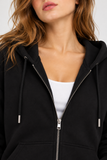 Kadın Fermuarlı Kapüşonlu Cepli Oversize Sweatshirt Hırka 27701 - Siyah