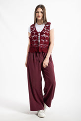 HatunAtila Akrilik Süzine Yelek Bordo - 5158