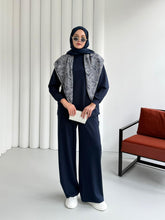 Sırtı Fermuar Detaylı Tunik ve Geniş Paça Pantolonlu Takım 8916 - Lacivert