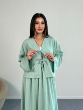 Bağlama Detaylı Ceket ve Uzun Etek İkili Takım 8842 - Mint Yeşili