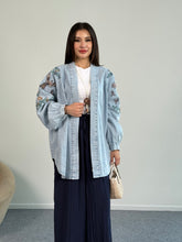 Kuş Nakış Detaylı Oversize Denim Ceket 8828 - Açık Mavi