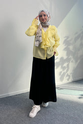 Fırfır Detaylı Uzun Kollu Gömlek 8854 - Sarı