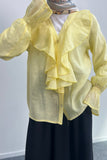 Fırfır Detaylı Uzun Kollu Gömlek 8854 - Sarı