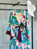 Desenli Belden Bağlamalı Deniz Yıldızı Detaylı Uzun Kimono 0126 - Mürdüm