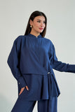 Bağlama Detaylı Gömlek ve Geniş Paça Pantolon İkili Takım 2519 - Lacivert