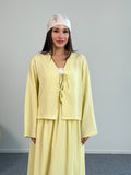 Bağlama Detaylı Ceket ve Uzun Etek İkili Takım 8842 - Sarı