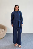 Bağlama Detaylı Gömlek ve Geniş Paça Pantolon İkili Takım 2519 - Lacivert