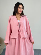 Bağlama Detaylı Ceket ve Uzun Etek İkili Takım 8842 - Pembe