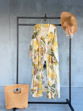 Desenli Belden Bağlamalı Deniz Yıldızı Detaylı Uzun Kimono 0126 - Sarı