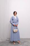 Beli Lastikli Uzun Etek ve Uzun Kollu Üst Takım D003 - Mavi