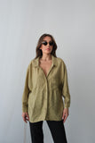 Yazlık Rahat Kesim Modal Kumaş Uzun Kollu Gömlek - Yağ Yeşili 4612