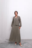 Rahat Kesim V Yaka Üst ve Dökümlü Etek Takım D005- Haki