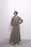 Rahat Kesim V Yaka Üst ve Dökümlü Etek Takım D005- Haki