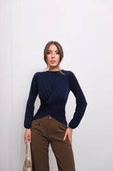 Yazlık Rahat Kesim Pileli Yüksek Bel Arkası Lastikli Palazzo Pantolon 4315 - Kahverengi