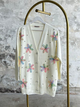 HatunAtila Tül Çiçek Ve İnci Detaylı Triko Hırka Beyaz - 3046-1