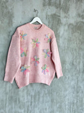 Tasarım Organze Çiçekli Örgü Kazak (Pembe) - 5129