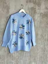 Tasarım Organze Çiçekli Örgü Tunik Kazak (Bebe Mavisi) - 5129