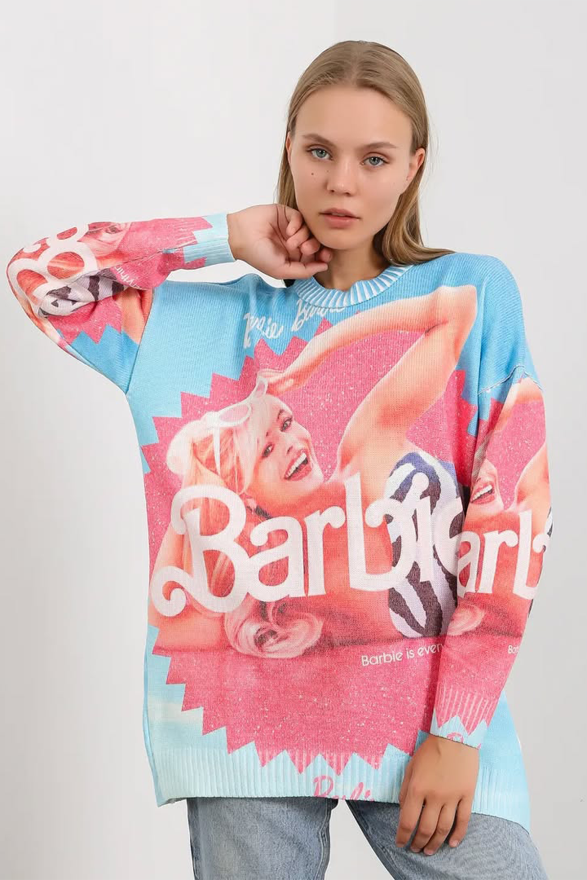 HatunAtila Desenli Bisiklet Yaka Uzun Kazak - 4769-48