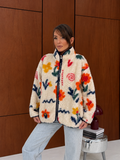 Desenli Dik Yaka Peluş Ceket / Kürk 0252 Desen-3