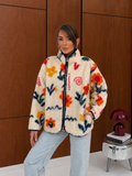 Desenli Dik Yaka Peluş Ceket / Kürk 0252 Desen-3